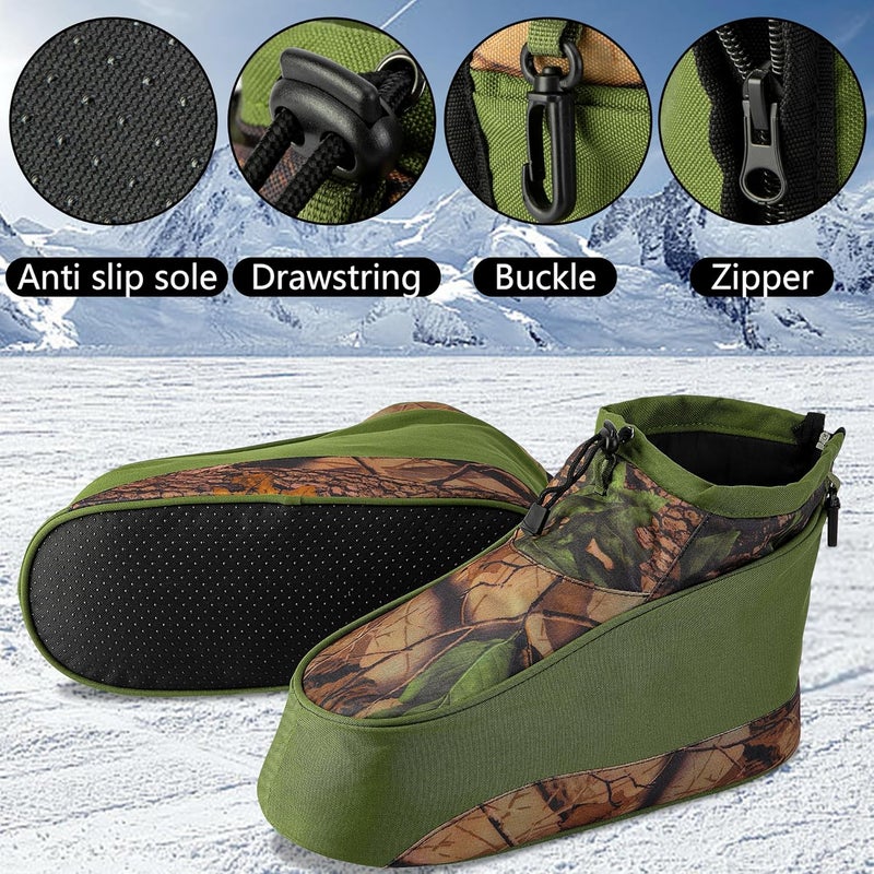 RunNico Waterproof Camo Boot Insulated Covers, 600D Hunting Non-Slip Boot Cover with Adjustable Drawstring, Cold Weather Boot Insulators for Men Women Hunting Camping Fishing Wildlife Photography(M,L) - Image 3
